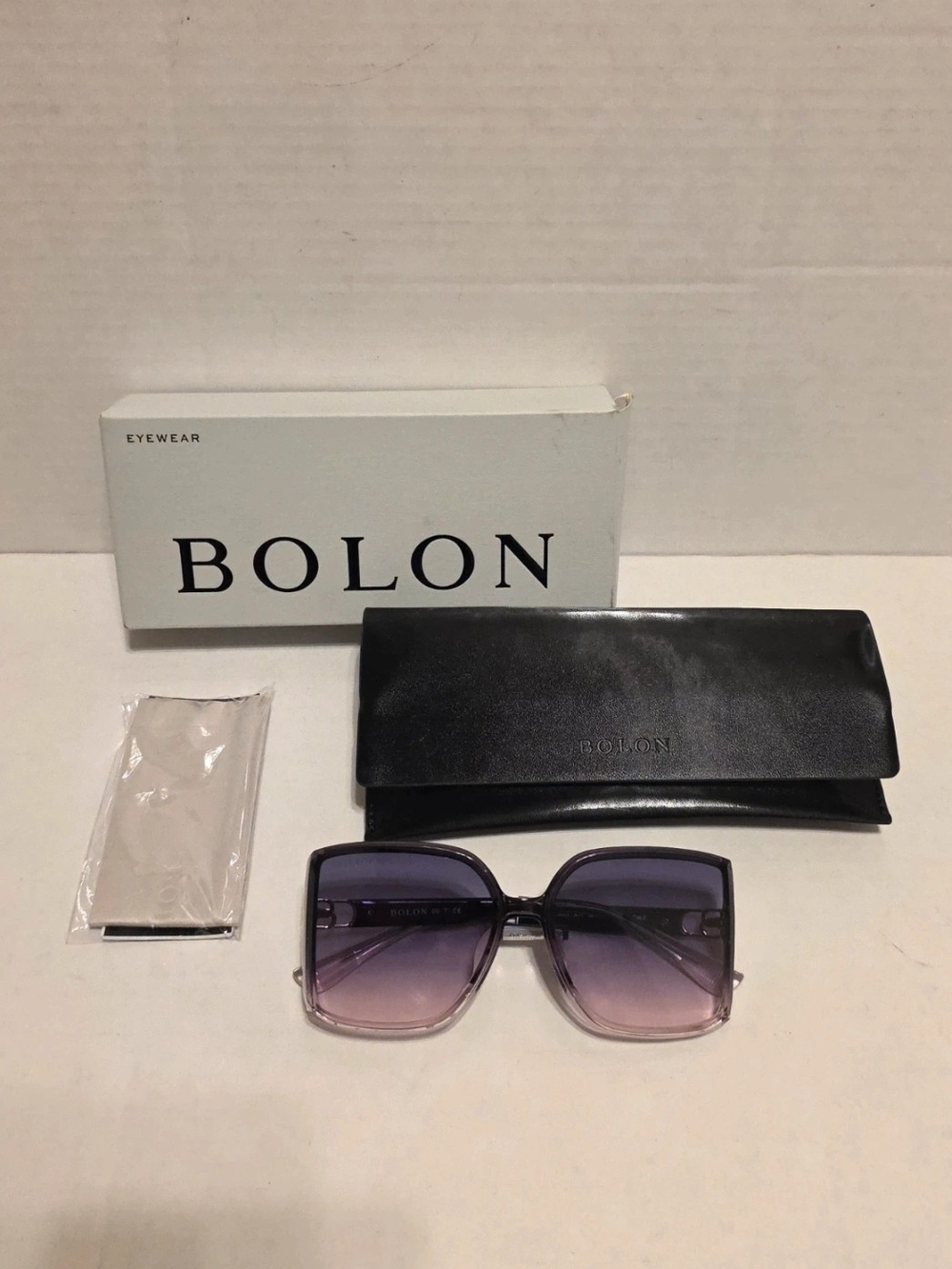 Women’s BOLON Gradient Purple Square Sunglasses. NEW